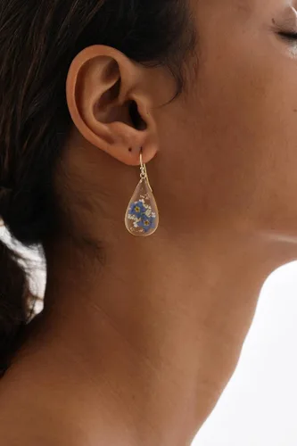 Vista 30 de Forget-Me-Not and Queen Anne's Lace Pressed Wildflower Earrings Pressed Flower Earrings Handmade Drop and Dangle Earrings Gift for Woman