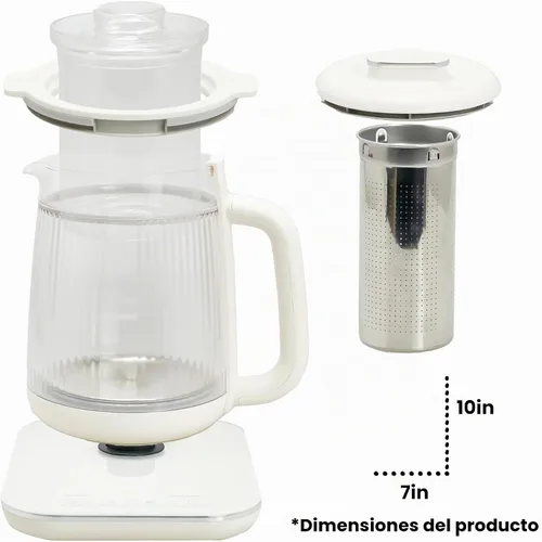 Vista 7 de Hervidor eléctrico de doble capa de 1,5 L con olla de estofado, olla de cristal para la salud, máquina de té de vidrio 9 en 1, panel táctil