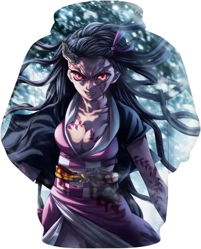 Vista 2 de RASBCTK Demon Nezuko Kamado Slayer - Sudadera con capucha para niña, sudadera con capucha 3D, disfraces de anime para cosplay