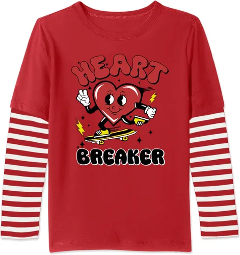 Vista 7 de BesserBay Valentines Day Unisex Kids Long Sleeve Top 2-14 Years Rojo Corazón