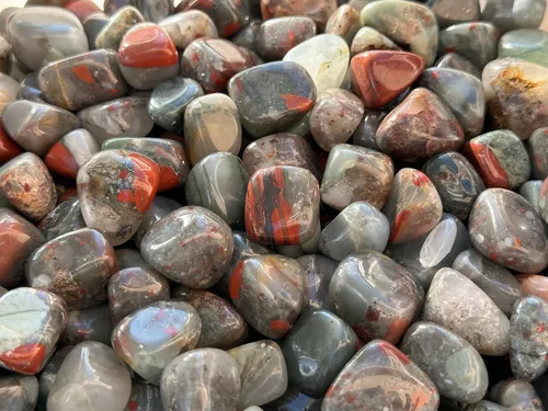 Vista 6 de GAF TREASURES Piedras pulidas de piedra de sangre africana de 1/2 libra, piedra preciosa de sangre africana pulida, cristales curativos de piedra