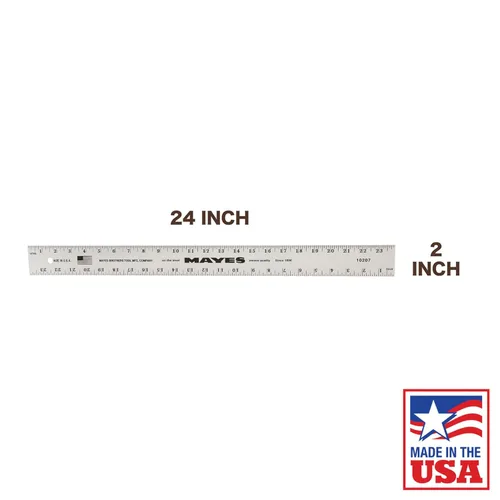 Vista 2 de Mayes 10207 - Regla de aluminio de borde recto de 24 pulgadas, regla resistente de 24 pulgadas con medidas métricas y estándar, borde recto