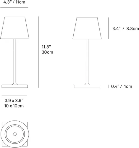 Vista 4 de Zafferano, Lámpara Poldina Pro Mini, Lámpara de mesa inalámbrica recargable con controles táctiles, Adecuada para interior y exterior, Regulable