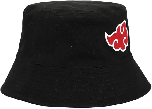Vista 3 de Naruto Anime Reversible Akatsuki & Hidden Leaf Village Symbol Sombrero Negro, Negro