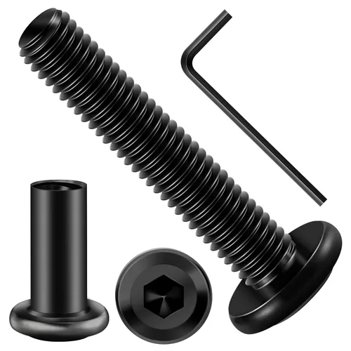 Vista 69 de Mywish M5 x 8mm 20 piezas de tornillos de cabeza plana con rosca hexagonal, pernos de acero inoxidable 304 para muebles con rosca completa, óxido