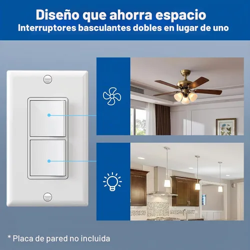 Vista 5 de CML Interruptor de Luz Decorativo de Doble Balancín, Interruptor de Pared de Paleta de Polo Simple Dual, Interruptor Eléctrico de Encendido/Apagado