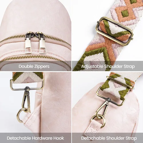 Vista 4 de KFXFENQ Bolso bandolera para mujer, de piel sintética, bolso bandolera pequeña, mochila cruzada multiusos para el pecho, para mujer, ciclismo