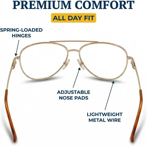 Vista 5 de In Style Eyes C Moore - Lentes de lectura bifocales progresivos, marco de metal estilo aviador con cable, lente no polarizada
