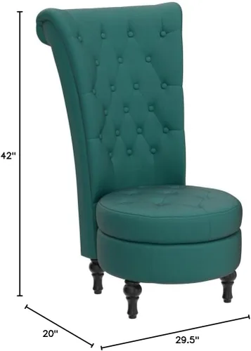 Vista 2 de Container Furniture Direct Royal - Silla de acento de terciopelo con respaldo alto para tocador con almacenamiento y tapicería de lujo, diseño retro