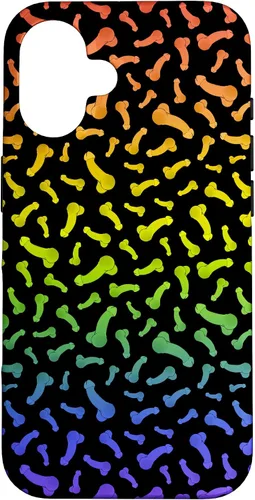 Vista 32 de Funda negra con diseño de pene o polla arcoíris para iPhone 17