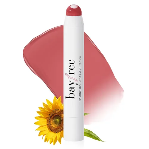 Vista 13 de bayfree Bálsamo labial tintado, brillante, bombea los labios, ligero, hidrata y tiñe con aceite de semilla de jojoba, bálsamo labial vegano, cuidado