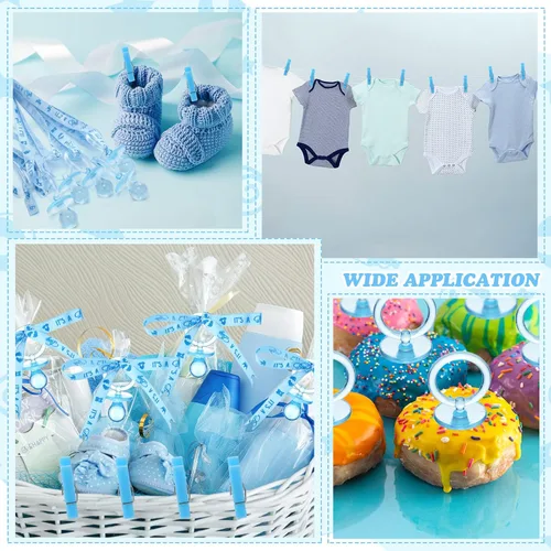 Vista 4 de Coume Juego de 48 chupetes para baby shower, collar con mini alfileres de ropa de acrílico, chupete a granel para recién nacidos, regalos de fiesta