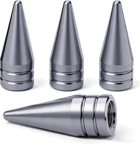 Vista 64 de 4 piezas de tapas de válvula de rueda con forma de punta, válvula de rueda de aleación de aluminio con punta, cubiertas universales de válvula