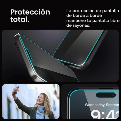 Vista 5 de Spigen GlasTR EZ FIT - Protector de pantalla de privacidad para iPhone 15 Pro Max 9H+ Tempered glass, Scratch resistance, Micro-louver Privacy