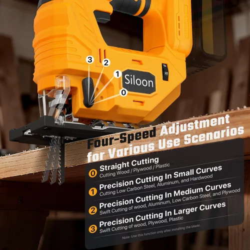 Vista 4 de Sierra de calar para batería Dewalt de 20 V, rompecabezas inalámbrico con 7 velocidades variables hasta 3200 RPM, luz LED, cortes biselados de 45°