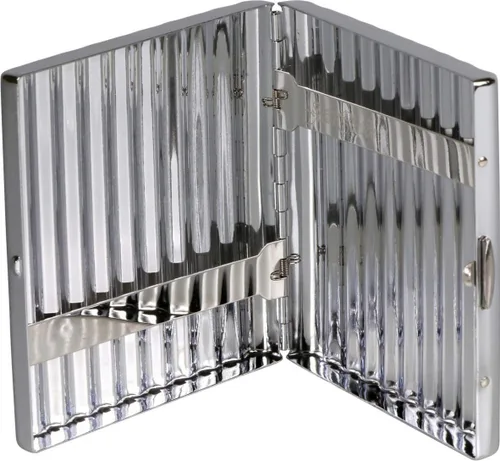 Vista 2 de Jean Claude Cigarrillo Case Metal Wave Design Chrome Pack de 20, negro