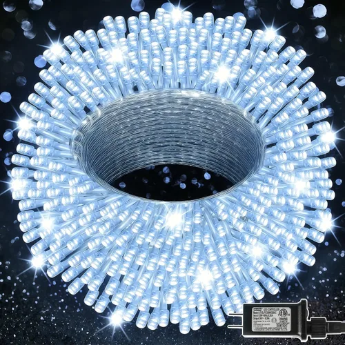 Vista 17 de LJLNION Guirnalda de 300 luces LED para exteriores e interiores, luces de Navidad súper brillantes extra largas de 98.5 pies, 8 modos