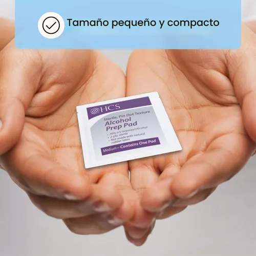 Vista 7 de HCS - Almohadillas de preparación de alcohol medio - Toallitas con alcohol isopropílico al 70%, envueltas individualmente, 2 capas, texturizadas