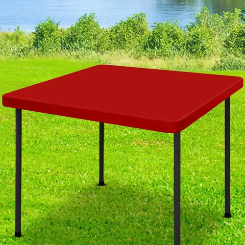 Vista 59 de Moosfor Mantel rectangular de elastano de 4 pies, manteles elásticos ajustables para pícnic, funda elástica y lavable para mesa de patio para Azul