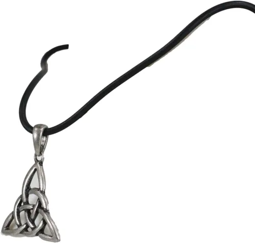 Vista 6 de Ebros Gift Celtic Trinity Triune Knotwork Triquetra Triple Goddess - Colgante de medallón de peltre con cordón de goma para accesorio de moda unisex