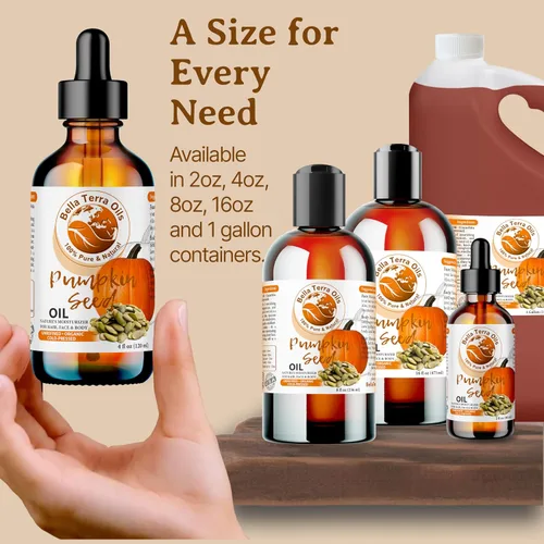 Vista 8 de Bella Terra Oils - Aceite de semilla de calabaza orgánico 2 oz - Esencia de calabaza orgánica pura, con ácido linoleico y vitamina A, para piel que