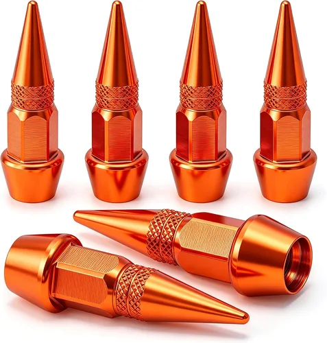 Vista 18 de 4 piezas de tapas de válvula de neumático con estilo púas, cubiertas de válvula de neumático universales de aleación de aluminio a prueba de polvo