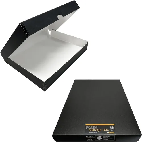Vista 17 de Lineco Caja de almacenamiento de folio de archivo. Caja de almacenamiento con borde de metal, tapa de concha. 9.5 x 12.5 x 1.75 pulgadas.