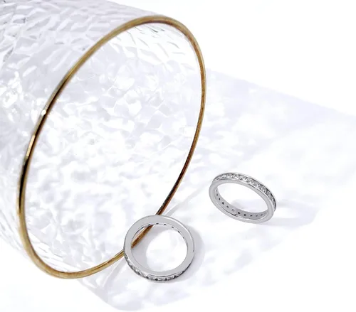 Vista 4 de Tienda Collection Platinum-Plated Sterling Silver Infinite Elements Cubic Zirconia Channel Set All-Around Band Ring