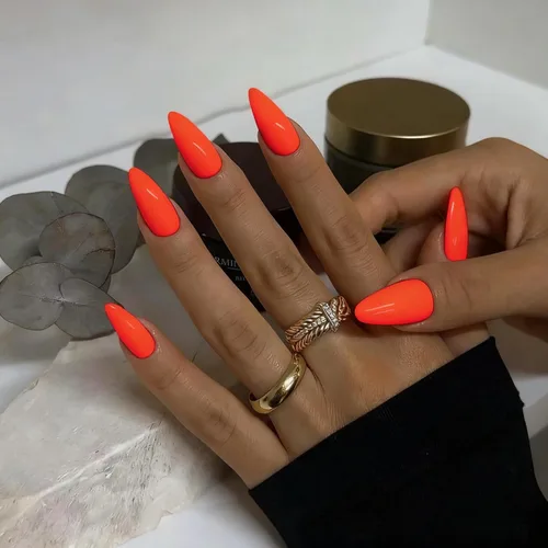 Vista 22 de 48 piezas de uñas postizas a presión color burdeos, uñas falsas en forma de almendra, pegamento para uñas, uñas de longitud media