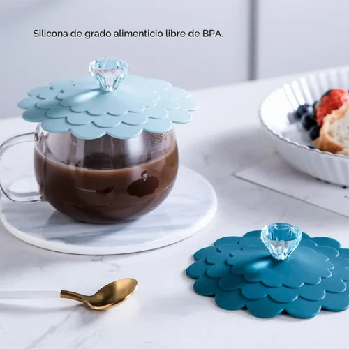 Vista 6 de Tapa de silicona extra grande para taza, té, café, tapas universales para tazas, cubierta para bebidas al aire libre 1 surtido de colores brillantes