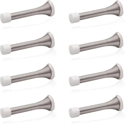 Vista 18 de HOMOTEK Paquete de 1 tope de puerta de resorte con parachoques de goma de 3-1/8", resorte flexible de servicio pesado, tope de puerta de pared
