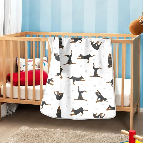 Vista 6 de Manta de envoltura para ejercicios de Doberman de algodón para bebés, manta de recepción, manta suave y ligera para envolver para cuna, cochecito