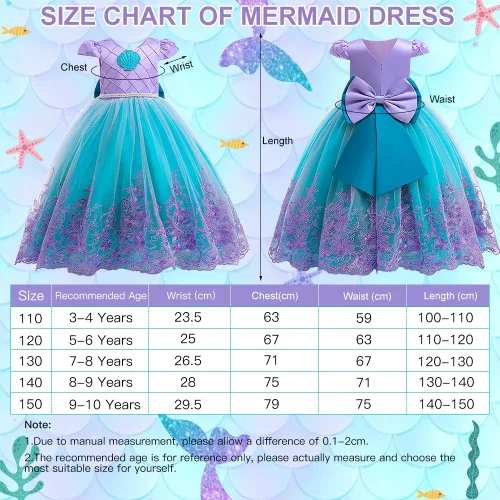 Vista 5 de TOLOYE Disfraces de princesa para niñas, ropa de vestir de princesa con accesorios para fiesta de cumpleaños, Halloween, cosplay