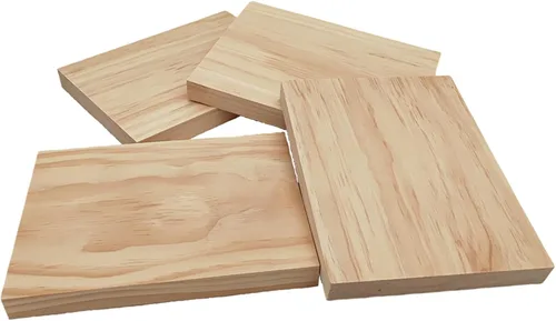 Vista 4 de 4 tableros rectangulares de madera sin terminar para manualidades, bloques de madera de corte en blanco de 8 x 6 x 0.8 pulgadas para tallar madera