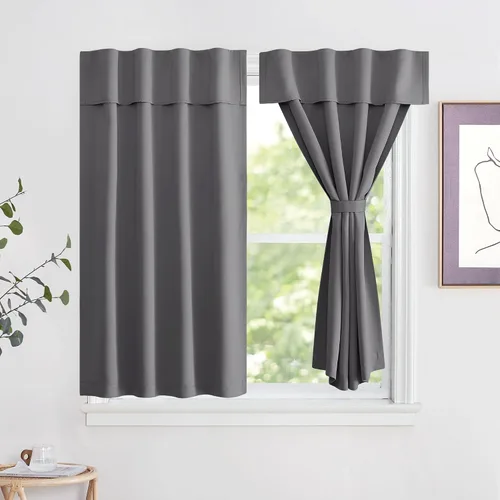 Vista 14 de NICETOWN Biscotti - Cortinas opacas para puerta francesa, color beige, 72 pulgadas de largo Cortina de ventana portátil de granja autoadhesiva