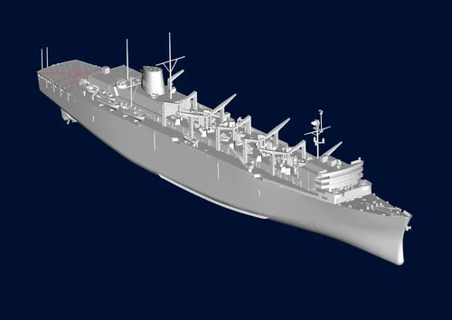 Vista 6 de Trumpeter 1/700 USS Sacramento AOE1 Kit de Modelo de Buque de Apoyo de Combate Rápido