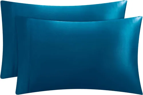 Vista 25 de Juicy Couture Juego de sábanas de satén de tamaño individual, juego de sábanas sedosas de bolsillo profundo con 1 sábana bajera, 1 sábana encimera