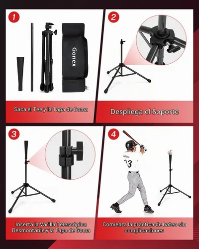 Vista 6 de Gonex Baseball Tee with Tripod Stand, Adjustable for Softball