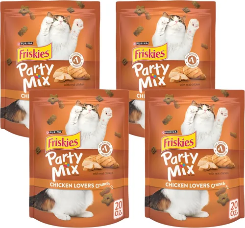 Vista 13 de Purina Friskies Golosinas para Gatos, Party Mix Chicken Lovers Crunch - Bolsa de 20 Oz