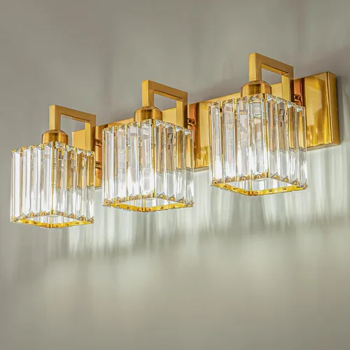 Vista 42 de Moderna lámpara de cristal para pared/tocador de baño, de 5 luces, color cromo Cromo torcido