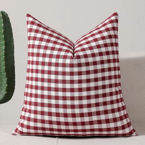 Vista 31 de vctops Fundas de almohada decorativas a cuadros azules de 12 x 20 pulgadas, funda de cojín lumbar de guingán para sofá, dormitorio