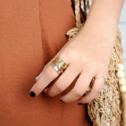 Vista 7 de Boho-Magic Anillo giratorio de plata de ley 925 para mujer con anillos de latón para la ansiedad, Metal, Sin piedras preciosas