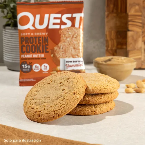 Vista 6 de Quest Nutrition Galleta de proteínas de mantequilla de cacahuete, 15g de proteínas, 1g de azúcar, 5g de carbohidratos netos, apta para dieta Keto