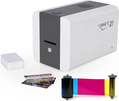 Vista 7 de Kit de consumibles IDP GENUINE SMART-21 YMCKO con 1 cinta de tinta de color de 100 impresiones, 100 tarjetas de PVC Primus y rodillo de limpieza