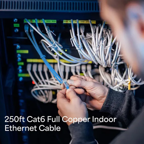Vista 3 de VIVO - Cable Ethernet Cat6 a granel de cobre de 250 pies Azul