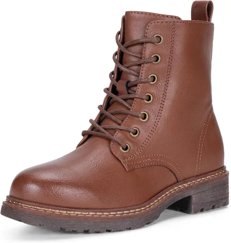 Vista 10 de Vepose - Botas de combate para mujer con puntera corta, cordones clásicos, tacón bajo, cremallera 9623