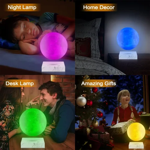 Vista 4 de Lámpara de luna con impresión 3D, lámparas de luz de luna levitante magnética para el hogar, decoración de oficina, regalo creativo, tiene 16