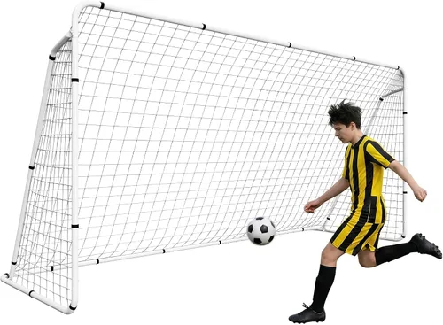 Vista 11 de ZENY Portería de fútbol portátil para patio trasero, 12 x 6 / 10 x 6.5 / 8 x 5 pies, red y marco de fútbol para niños y adultos para práctica
