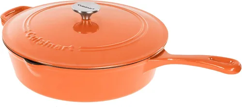 Vista 4 de Cuisinart Freidora de pollo de hierro fundido de 12 pulgadas con tapa, capacidad de 4.5 cuartos de galón, interior esmaltado de porcelana, apta