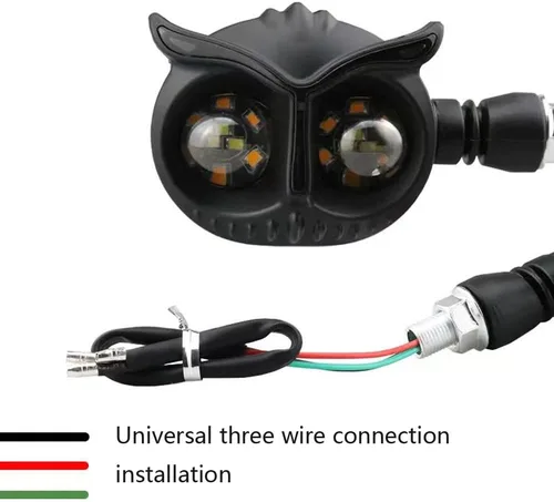 Vista 4 de 2 piezas de luces de señal de giro LED para motocicleta en forma de búho, modificado genial 12V impermeable